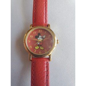 DISNEY Store Mickey Mouse Red Dial Kids Watch 24mm Vintage, New Battery